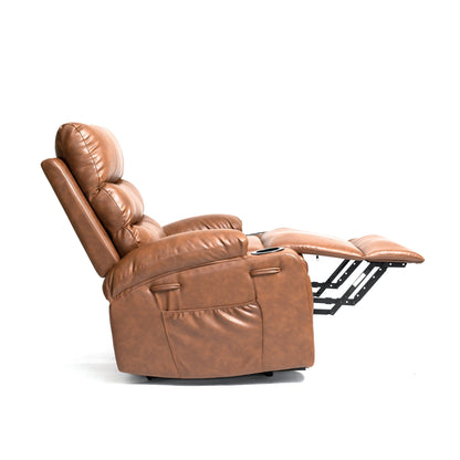 Fauteuil inclinable électrique de grande taille 21 W, massage par vibrations à 8 points et chauffage lombaire, télécommande, poches latérales, porte-gobelets