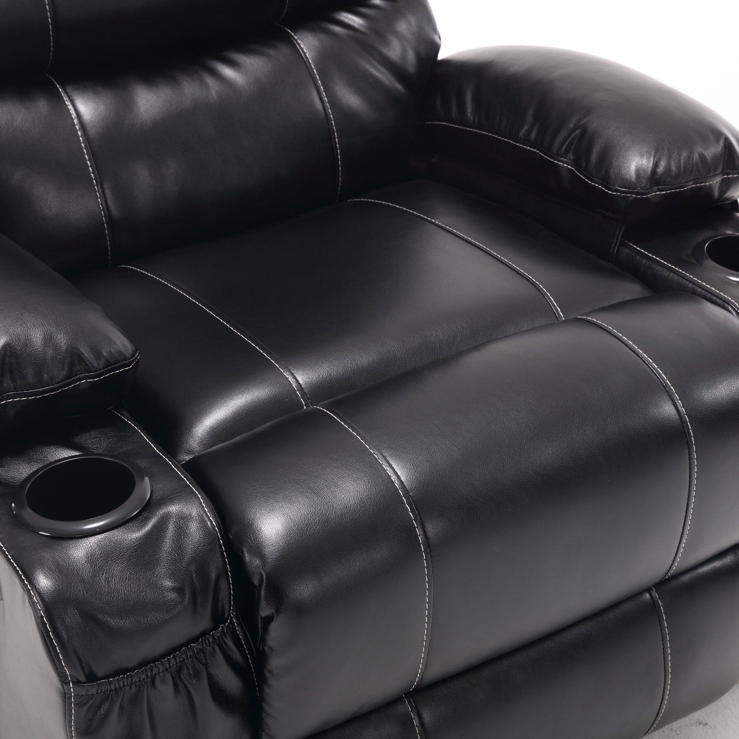 Fauteuil inclinable électrique de grande taille 21 W, massage par vibrations à 8 points et chauffage lombaire, télécommande, poches latérales, porte-gobelets