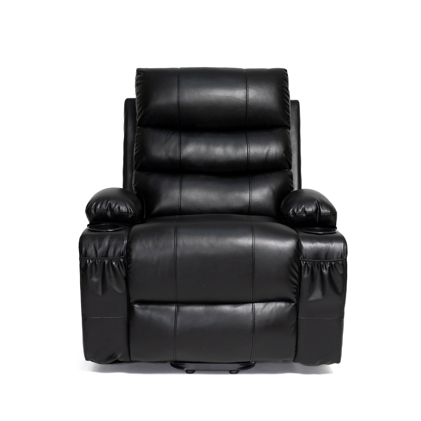 Fauteuil inclinable électrique de grande taille 21 W, massage par vibrations à 8 points et chauffage lombaire, télécommande, poches latérales, porte-gobelets