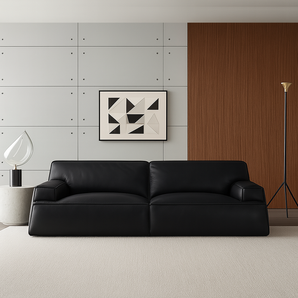 Deacon Minimalist Top Grain Leather Sofa