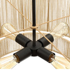 Lustre tambour à 4 lumières en rotin avec auvent noir - 22 po de largeur