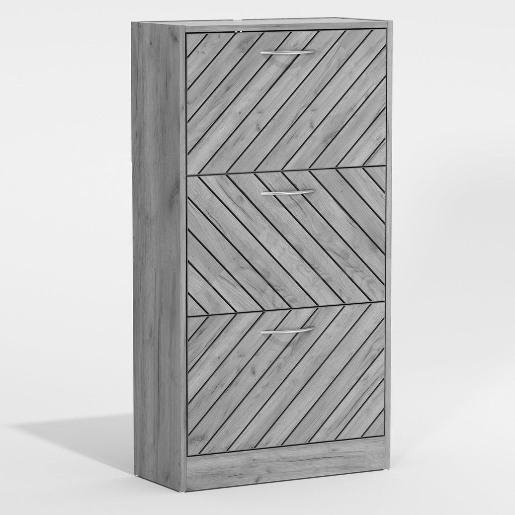 Meuble à chaussures 22,4 avec 3 tiroirs rabattables, bois/gris, par Kerrogee