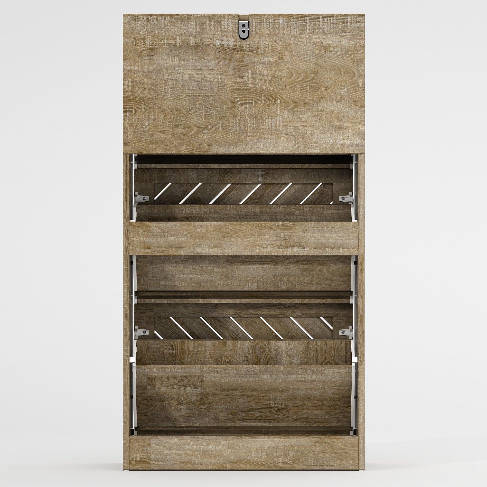 Meuble à chaussures 22,4 avec 3 tiroirs rabattables, bois/gris, par Kerrogee