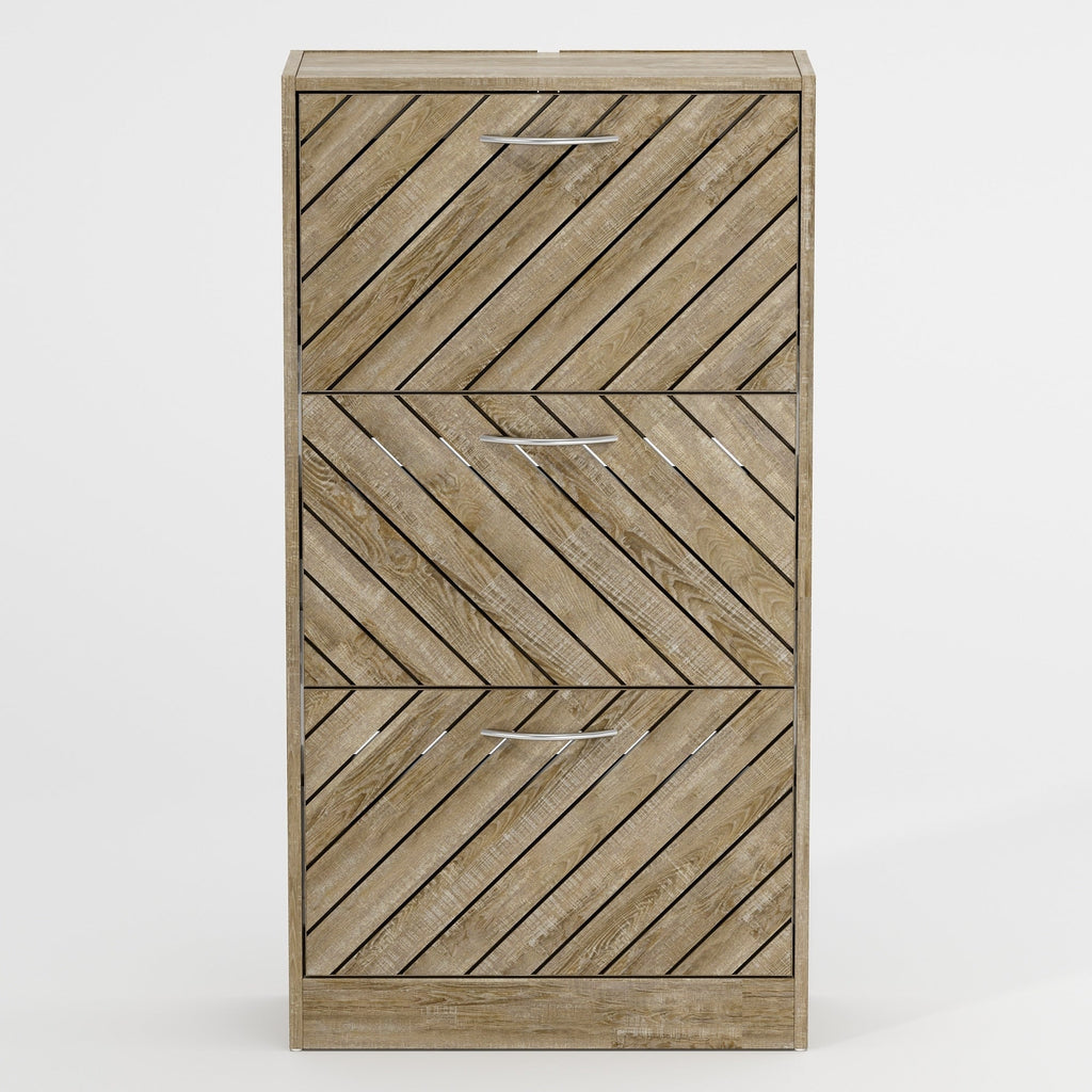 Meuble à chaussures 22,4 avec 3 tiroirs rabattables, bois/gris, par Kerrogee