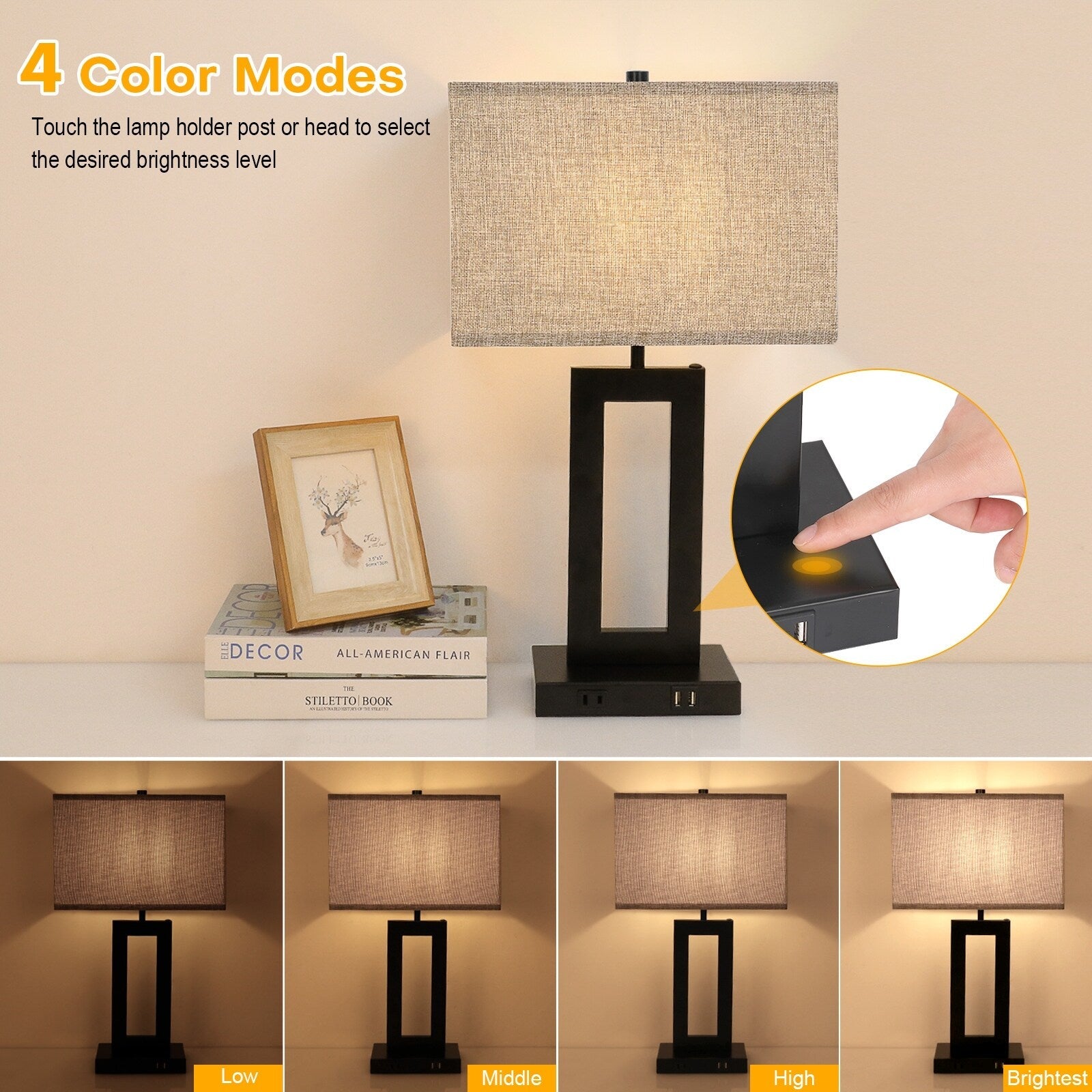 Ensemble de 22 lampes de table USB grises à commande tactile