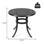 Table de bistrot ronde d'extérieur en fonte d'aluminium 23,22 po, table d'appoint ronde d'extérieur en mosaïque