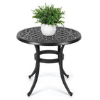 Table de bistrot ronde d'extérieur en fonte d'aluminium 23,22 po, table d'appoint ronde d'extérieur en mosaïque