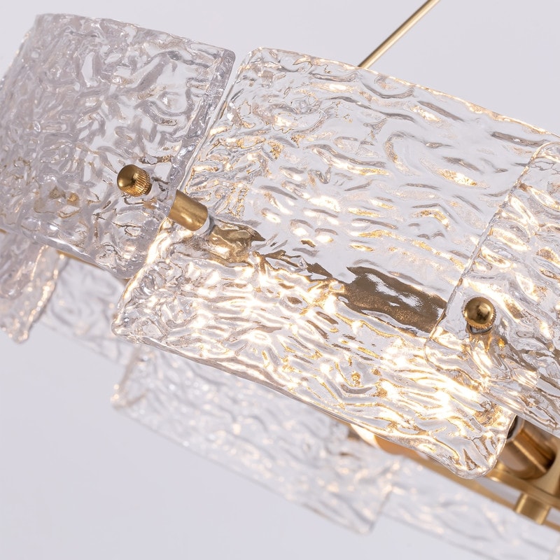 Lustre moderne en cristal doré de 23,6 po, 6 lumières, style tambour glamour, pour îlot de cuisine et salle à manger