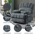 Fauteuil inclinable électrique de grande taille en chenille avec largeur d'assise de 23 pouces et dossier haut, massage par vibration à 8 points et chauffage lombaire