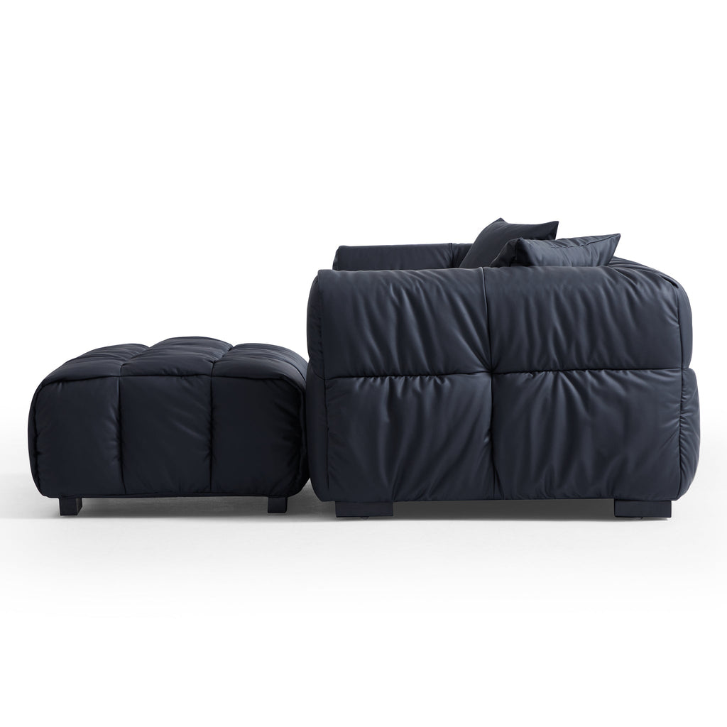 Boba Black Leathaire Sofa and Ottoman