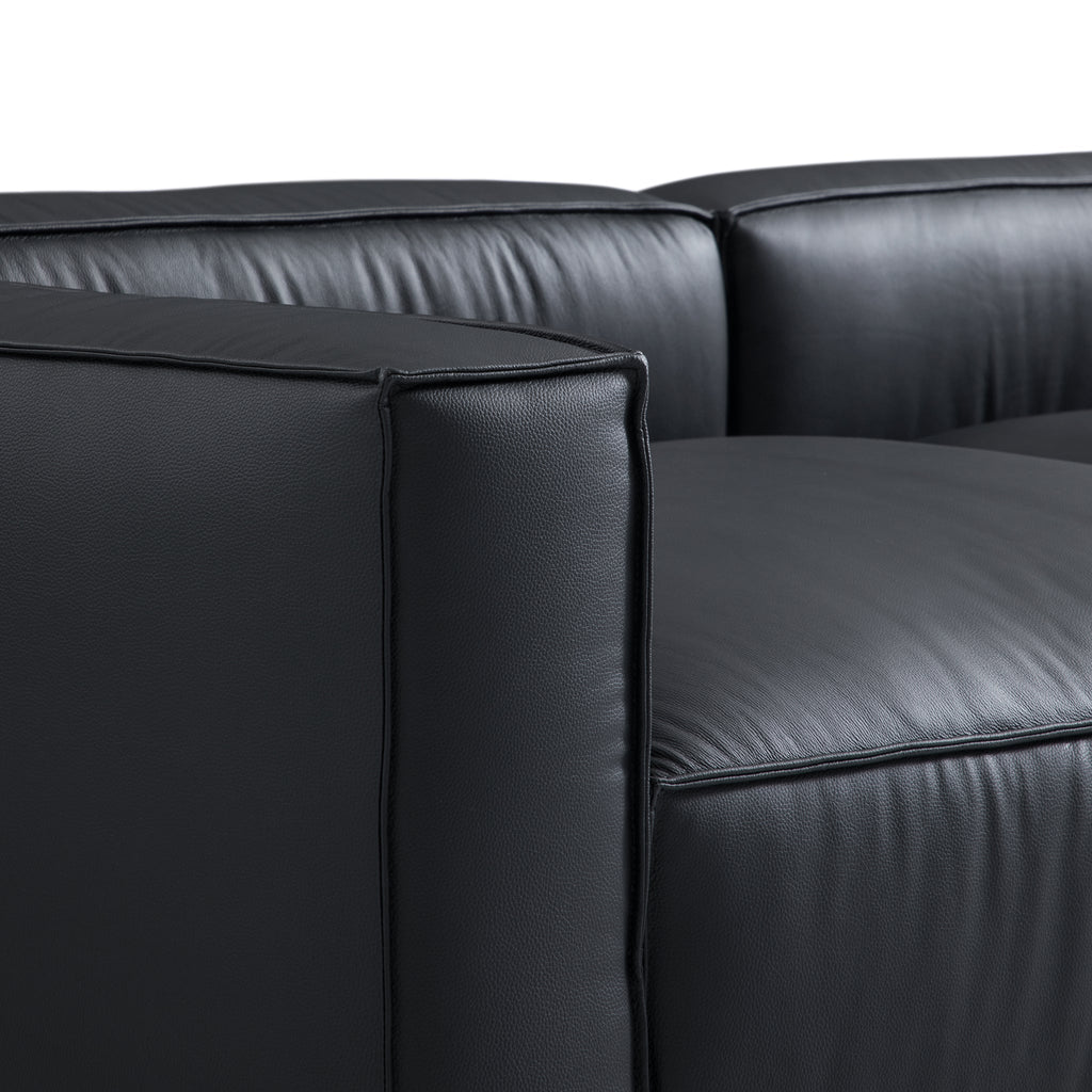 Ensemble de canapés sectionnels de luxe minimalistes en cuir noir