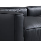 Canapé sectionnel et ottoman minimaliste de luxe en cuir noir