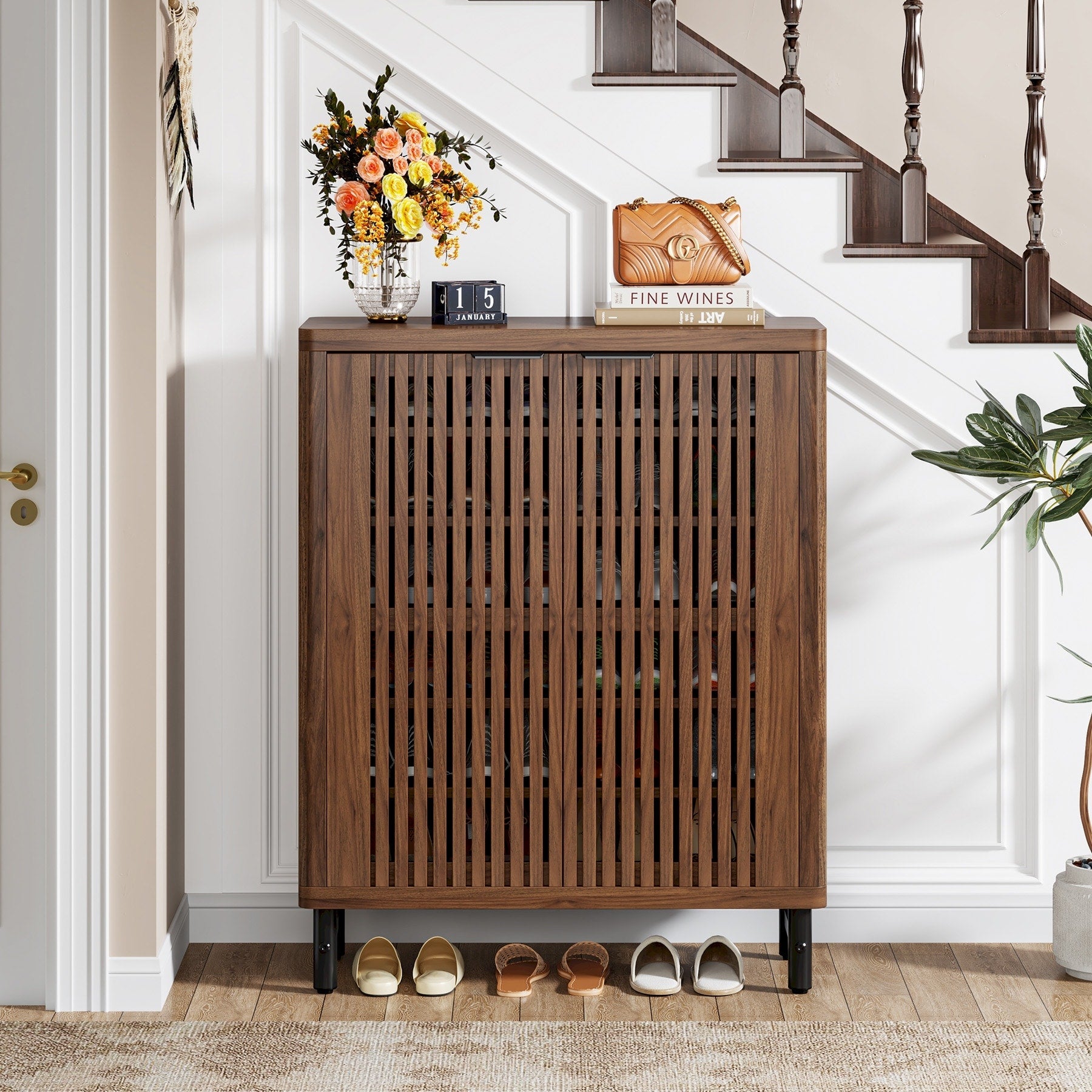 Meuble de rangement à chaussures 24 paires avec porte pour entrée et salon