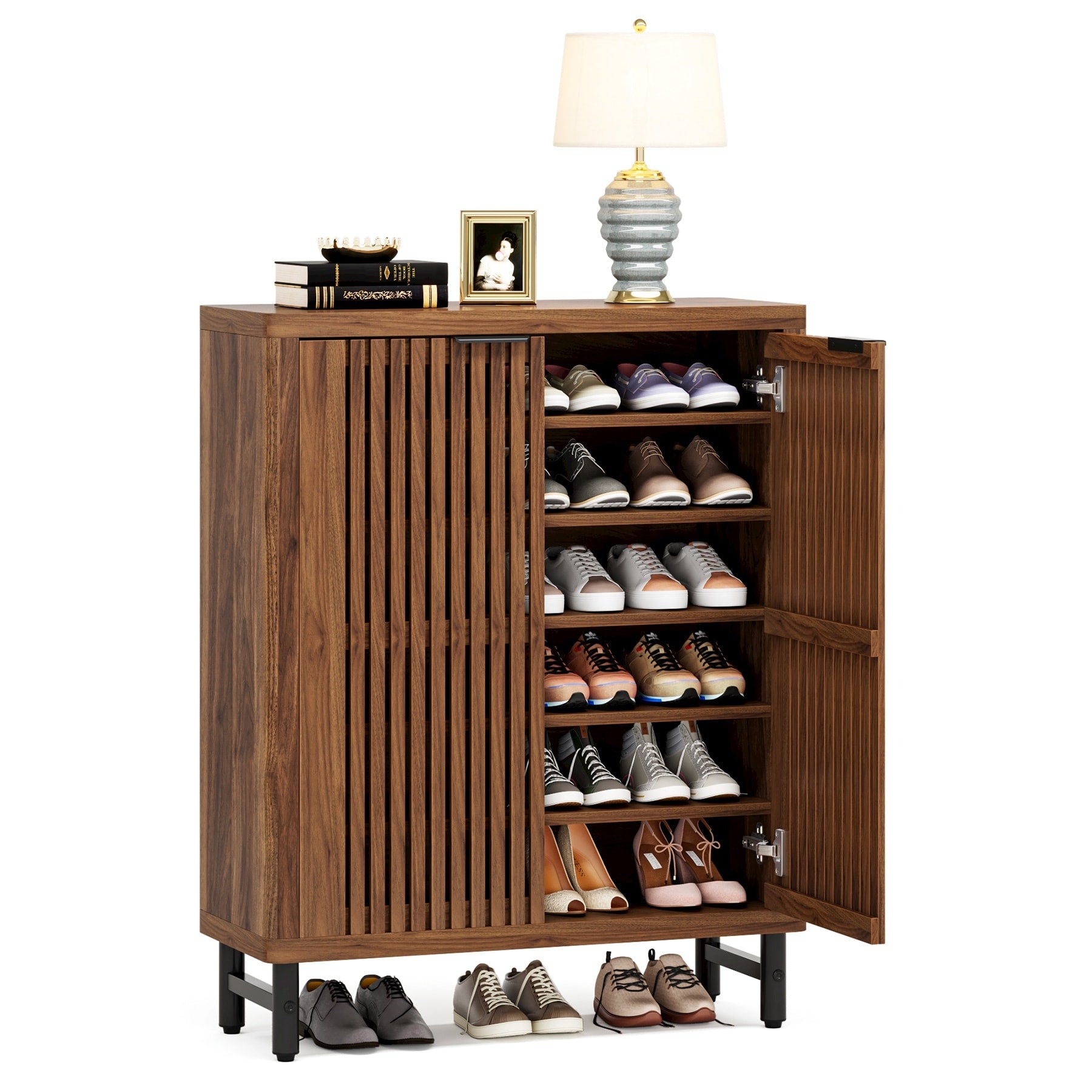 Meuble de rangement à chaussures 24 paires avec porte pour entrée et salon