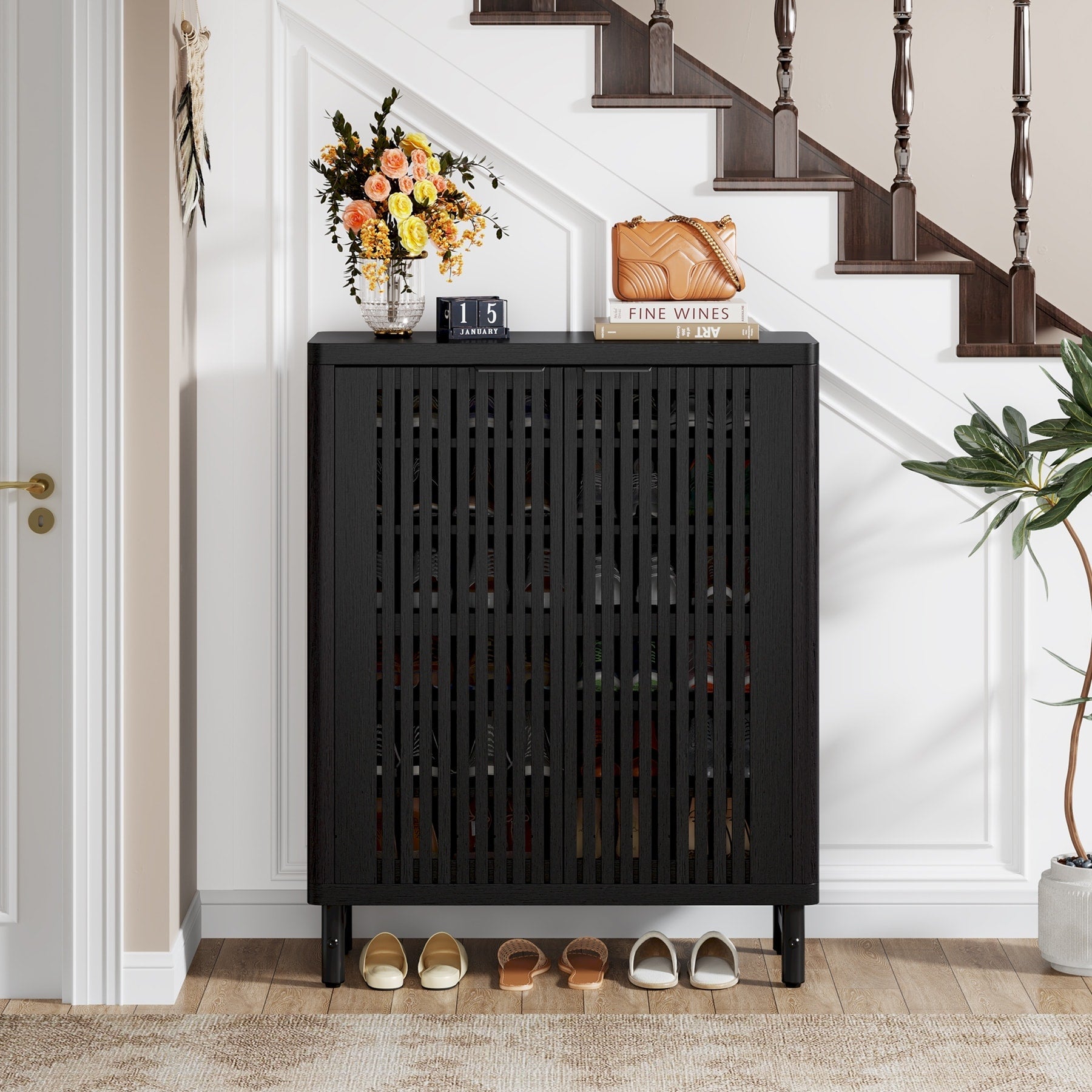 Meuble de rangement à chaussures 24 paires avec porte pour entrée et salon
