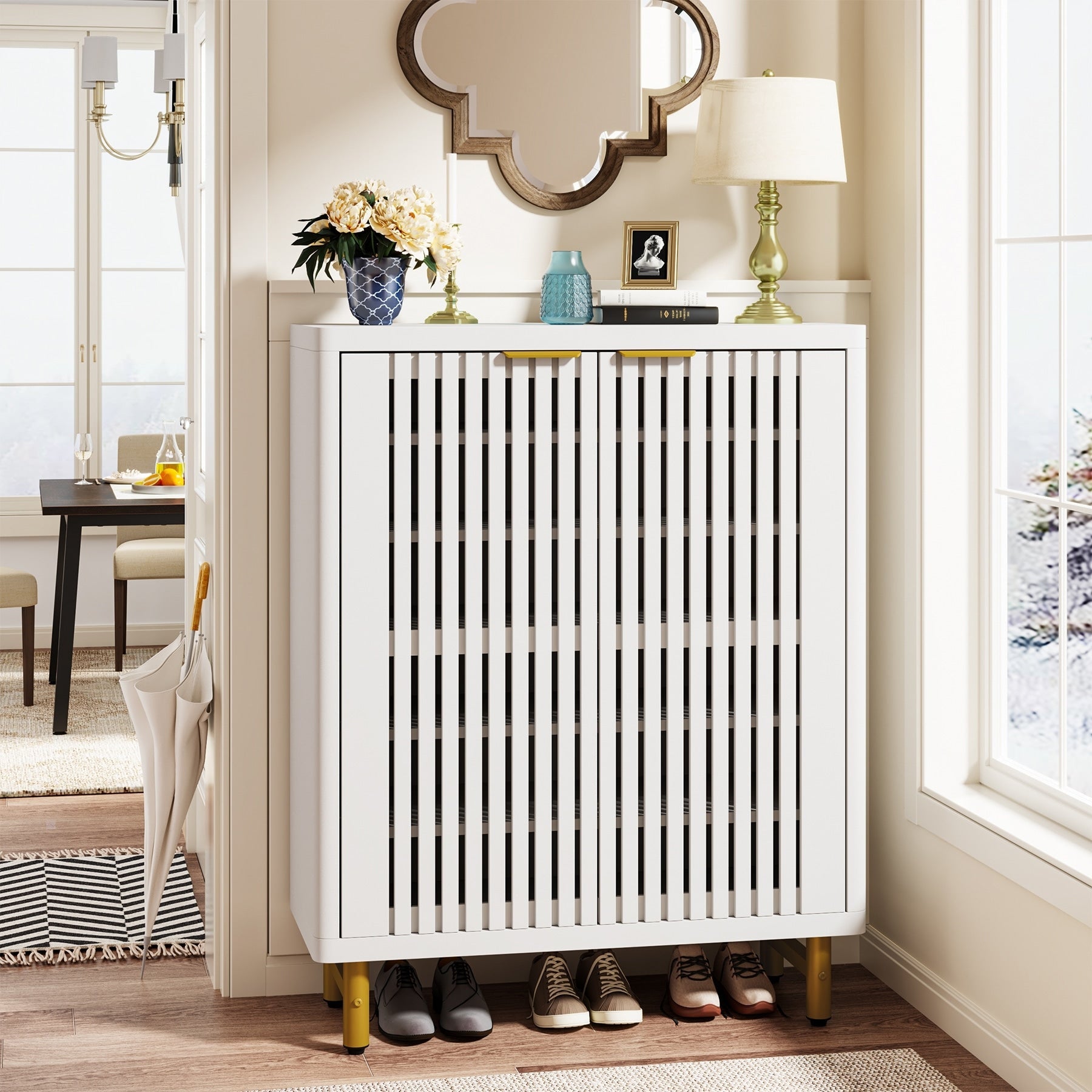 24 Pairs Shoe Storage Cabinet with Door for Entryway Living Room