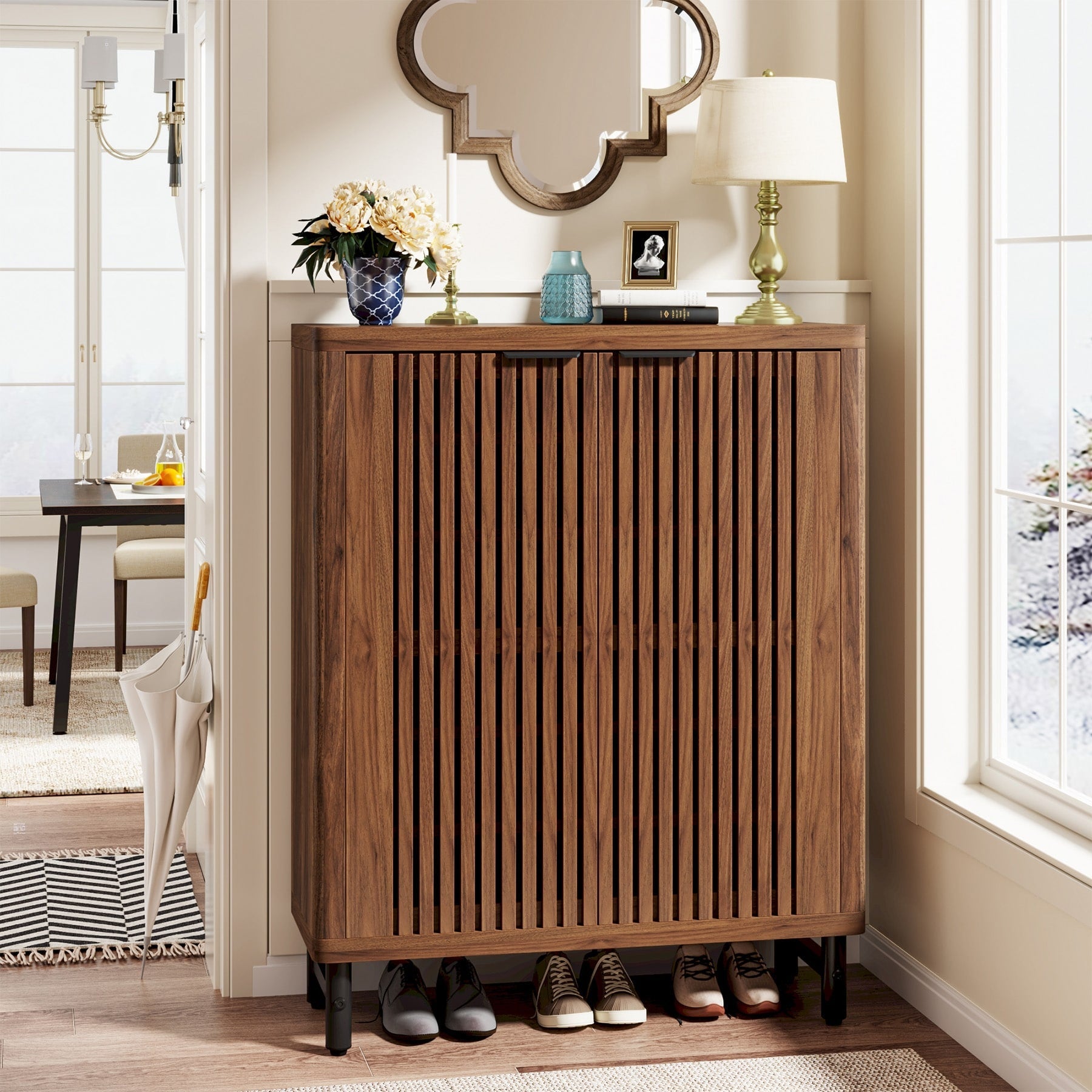 Meuble de rangement à chaussures 24 paires avec porte pour entrée et salon