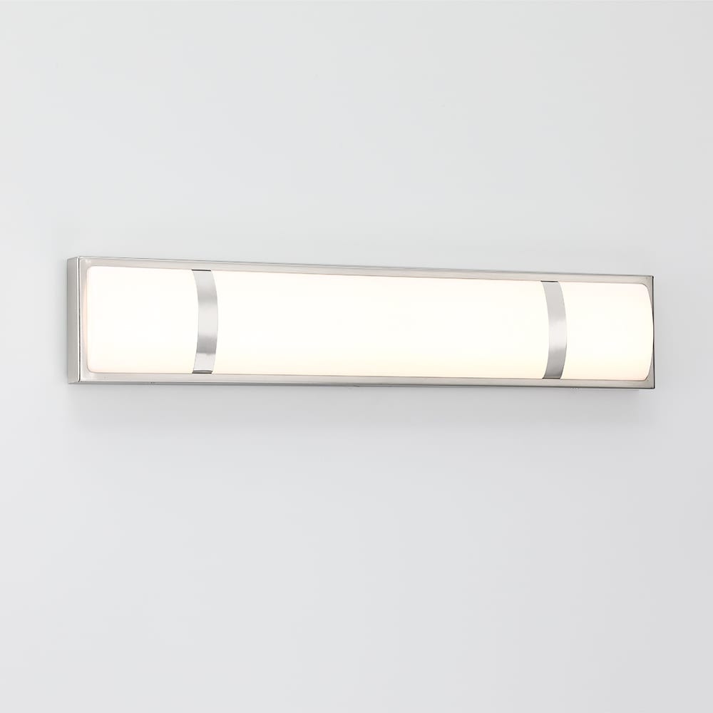Barre lumineuse LED moderne/contemporaine en nickel brossé pour meuble-lavabo - 24 W
