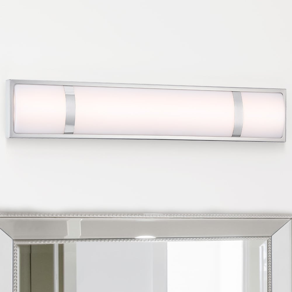 Barre lumineuse LED moderne/contemporaine en nickel brossé pour meuble-lavabo - 24 W