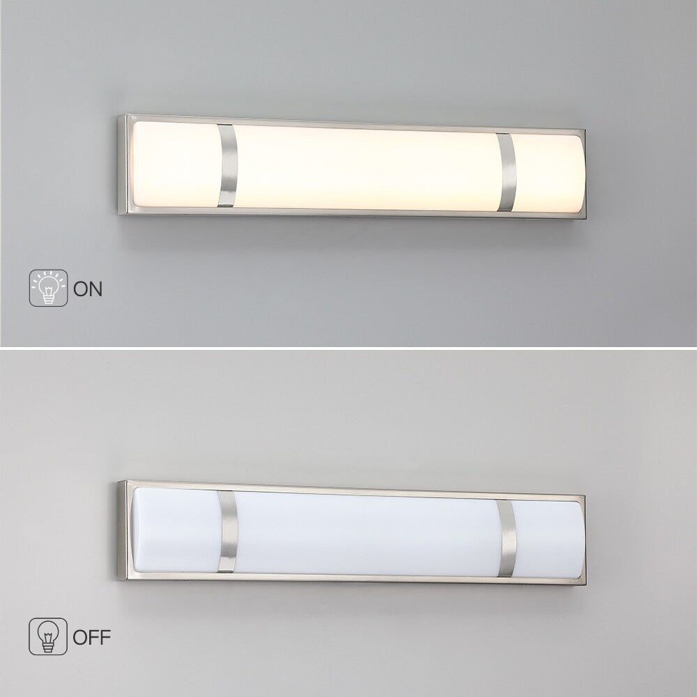 Barre lumineuse LED moderne/contemporaine en nickel brossé pour meuble-lavabo - 24 W