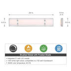 Barre lumineuse LED moderne/contemporaine en nickel brossé pour meuble-lavabo - 24 W