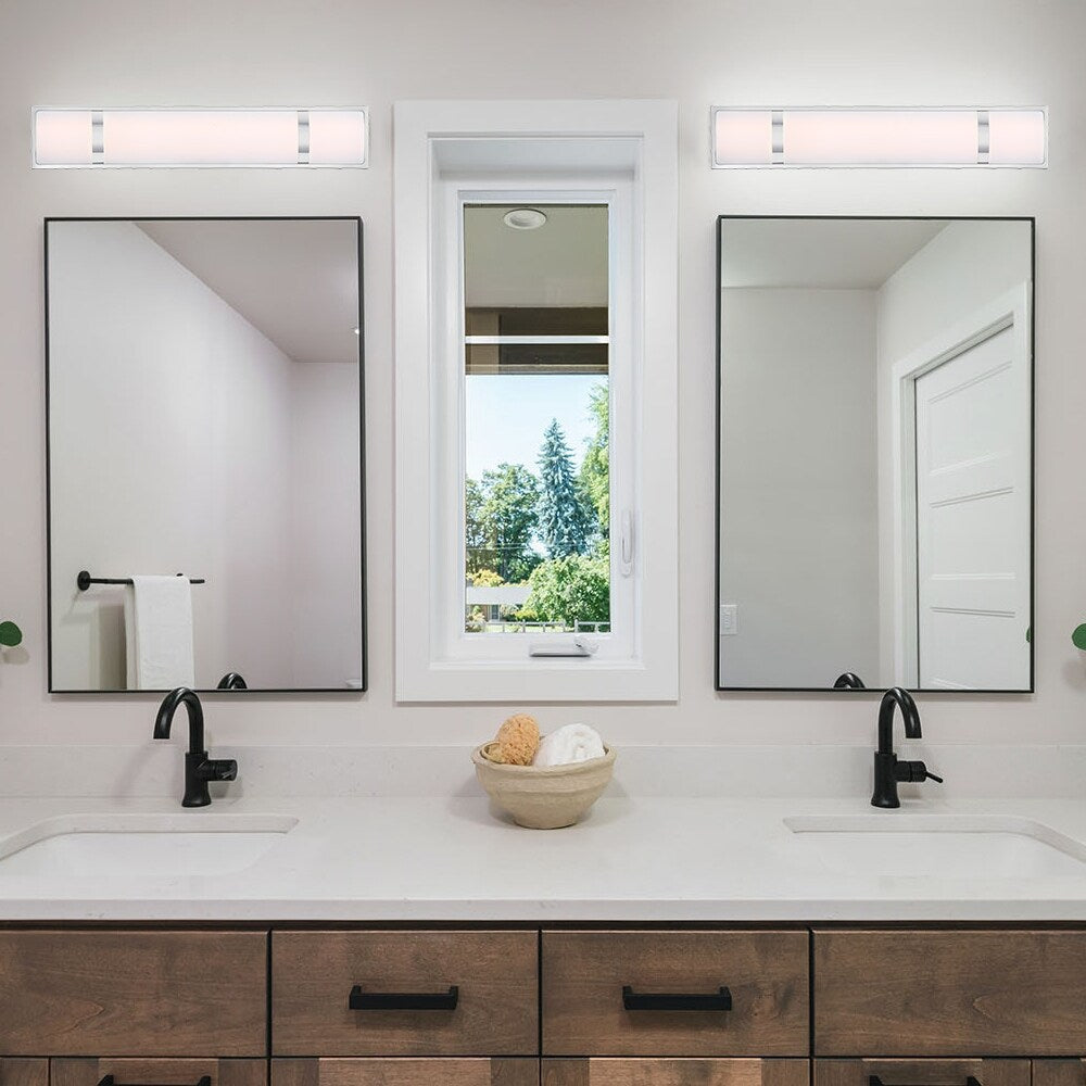 Barre lumineuse LED moderne/contemporaine en nickel brossé pour meuble-lavabo - 24 W