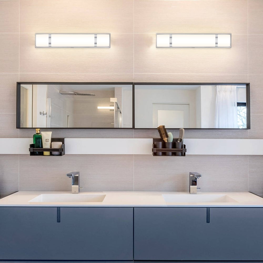 Barre lumineuse LED moderne/contemporaine en nickel brossé pour meuble-lavabo - 24 W