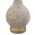 Lampe de table de style campagnard beige délavé/doré de 24,5 pouces avec abat-jour en lin blanc (lot de 2) - 24,5 H
