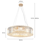 Lustre de ferme 24,8 po à 8 lumières, lustre en cristal, lustre tambour pour salle à manger, salon, chambre à coucher, cuisine