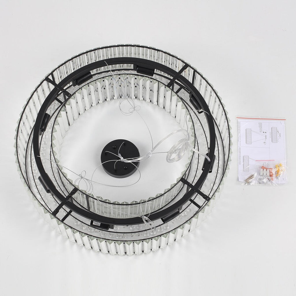 Lustre de ferme 24,8 po à 8 lumières, lustre en cristal, lustre tambour pour salle à manger, salon, chambre à coucher, cuisine