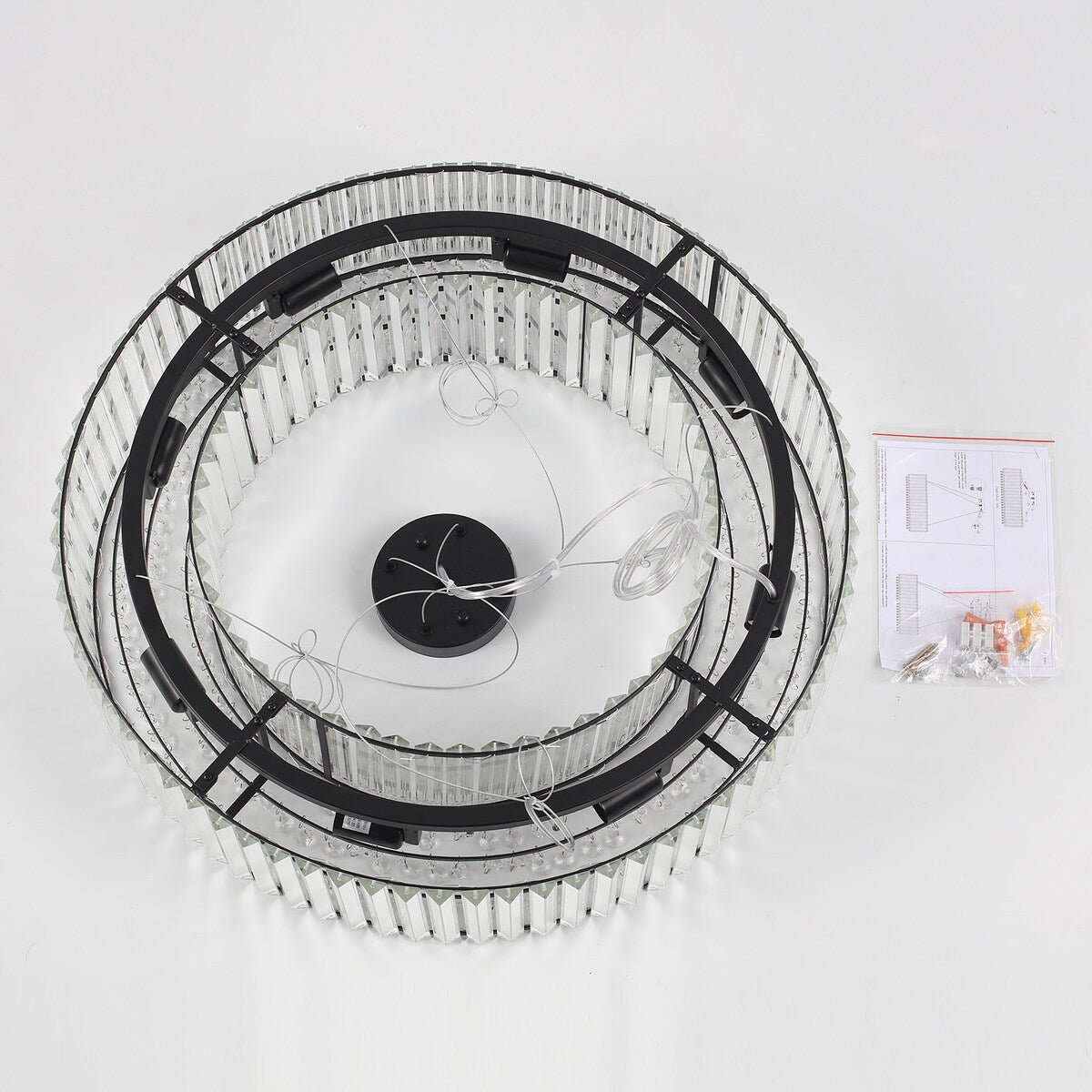 Lustre de ferme 24,8 po à 8 lumières, lustre en cristal, lustre tambour pour salle à manger, salon, chambre à coucher, cuisine