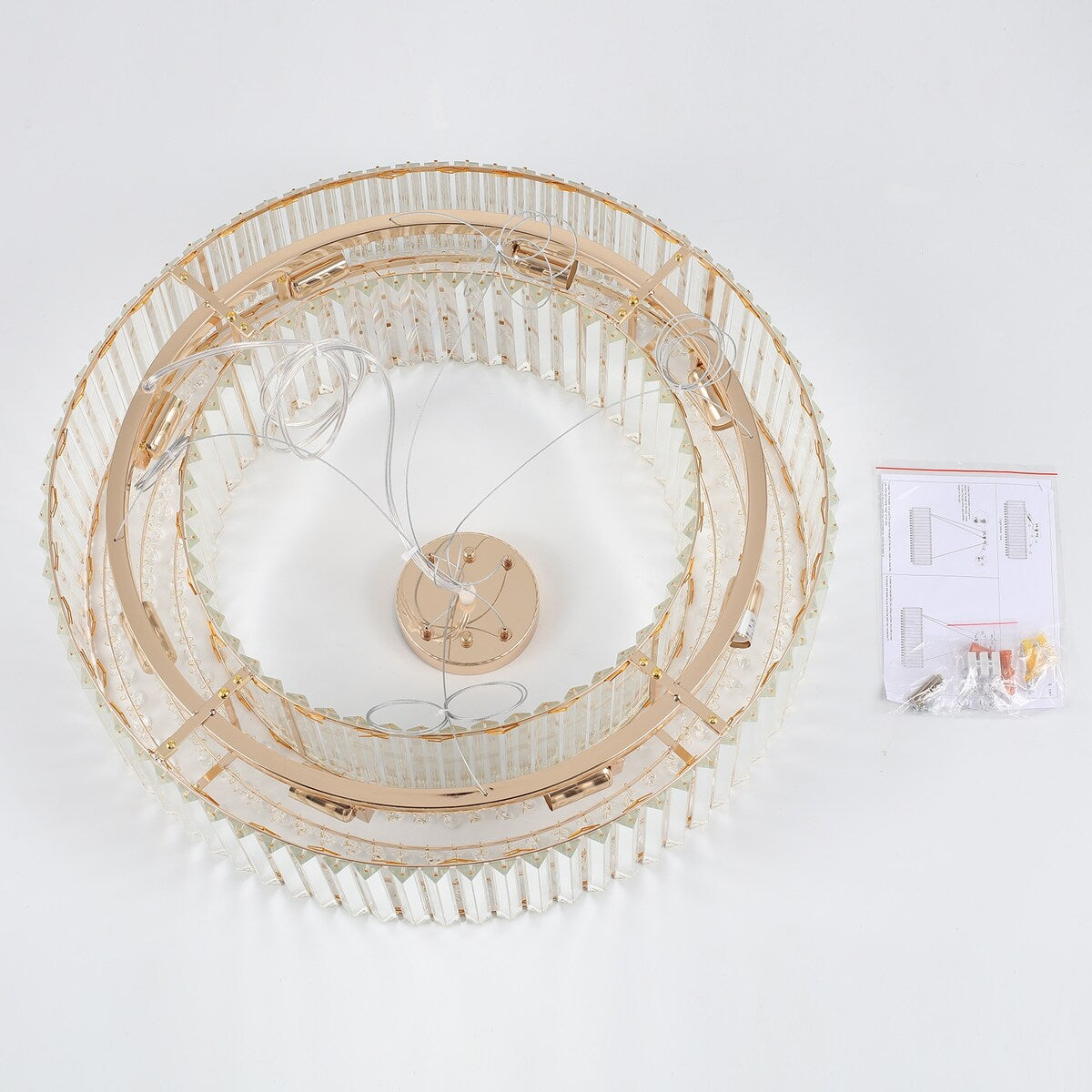 Lustre de ferme 24,8 po à 8 lumières, lustre en cristal, lustre tambour pour salle à manger, salon, chambre à coucher, cuisine