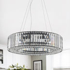 Lustre de ferme 24,8 po à 8 lumières, lustre en cristal, lustre tambour pour salle à manger, salon, chambre à coucher, cuisine