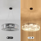 Lustre de ferme 24,8 po à 8 lumières, lustre en cristal, lustre tambour pour salle à manger, salon, chambre à coucher, cuisine