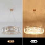 Lustre de ferme 24,8 po à 8 lumières, lustre en cristal, lustre tambour pour salle à manger, salon, chambre à coucher, cuisine
