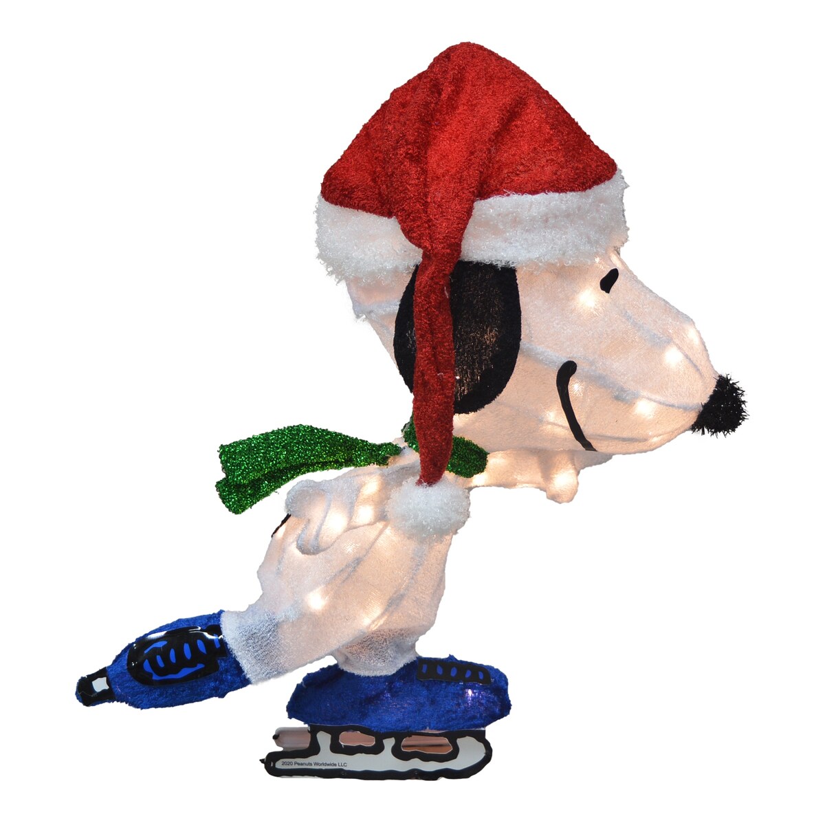 24 décorations de jardin pré-éclairées à LED 3D Peanuts, Snoopy en train de patiner