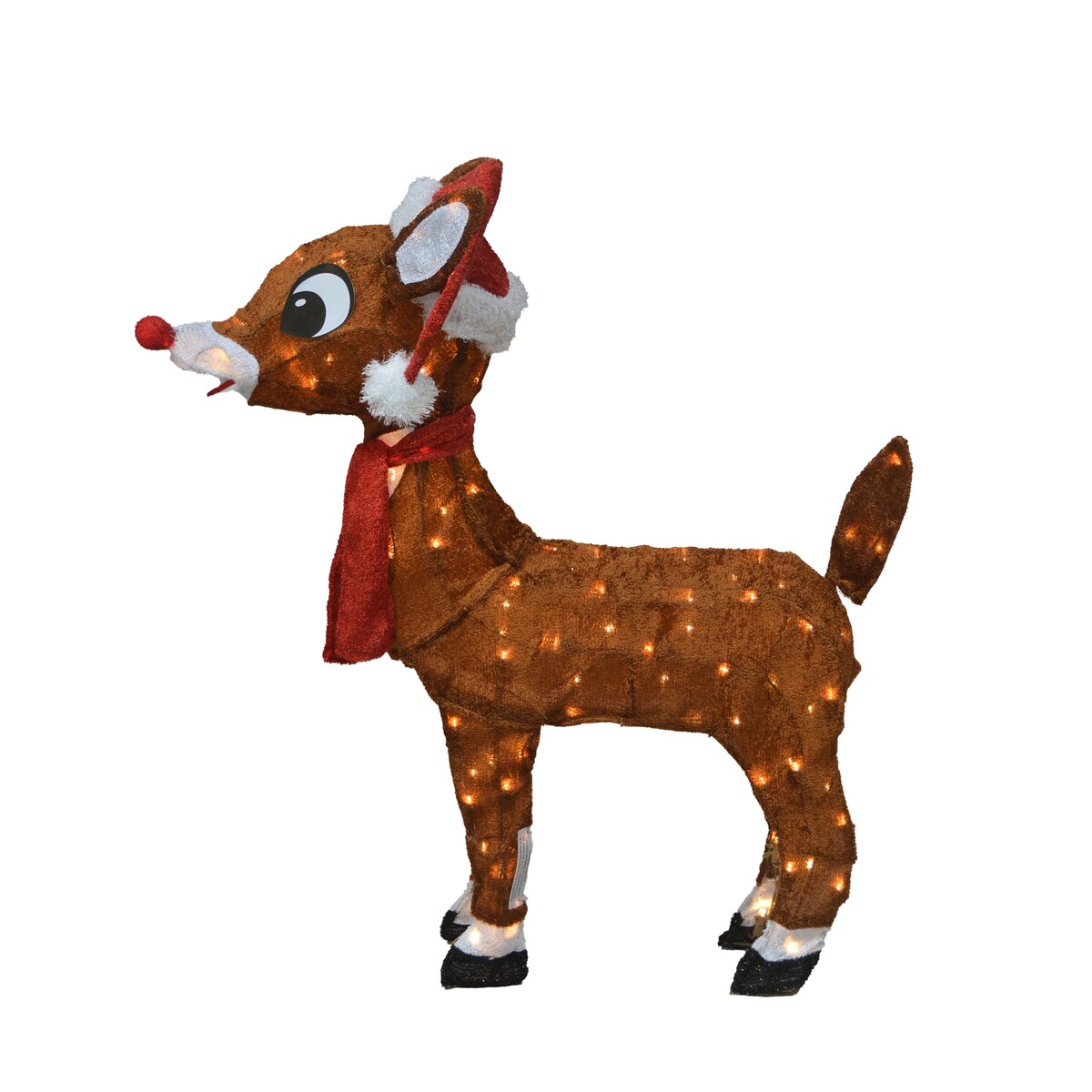 24 Rudolph 3D pré-éclairé LED Yard Art Rudolph avec bonnet et écharpe du Père Noël