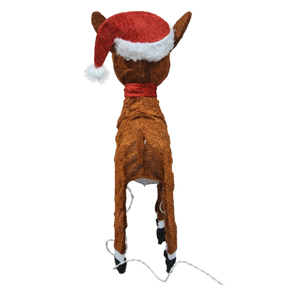 24 Rudolph 3D pré-éclairé LED Yard Art Rudolph avec bonnet et écharpe du Père Noël