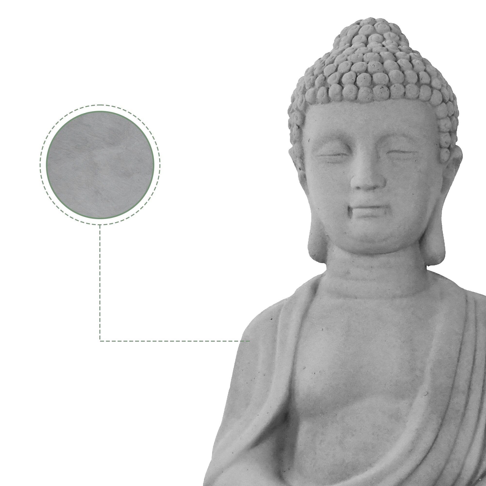 Statue de Bouddha méditant en béton léger de 65 cm