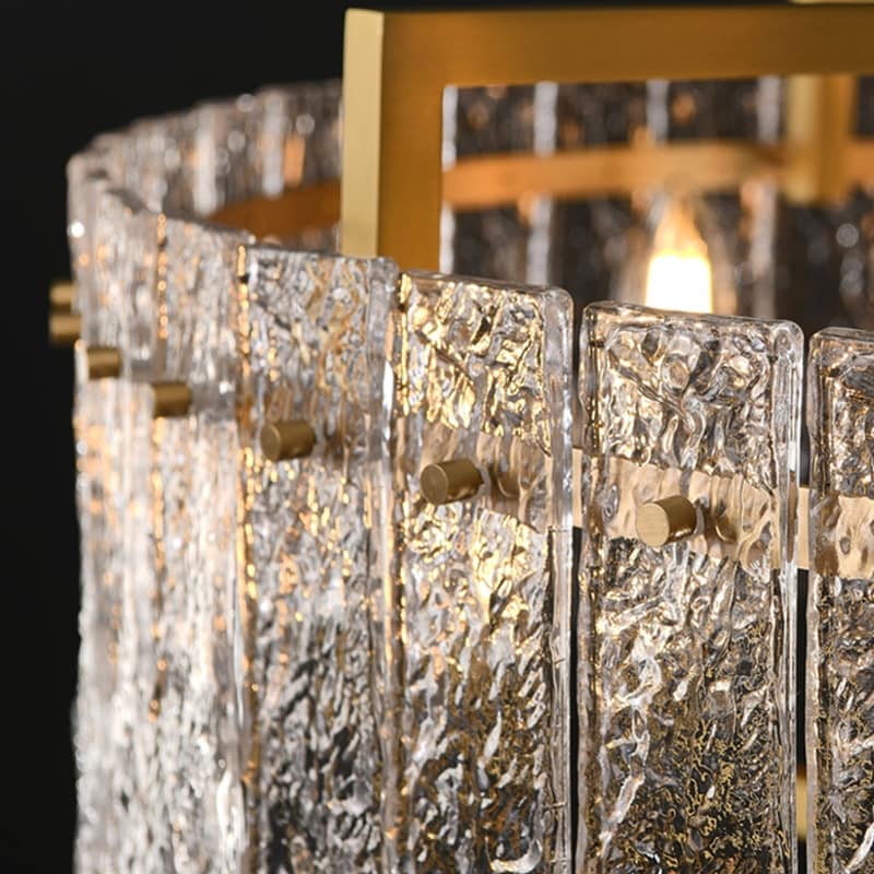Lustre tambour moderne en cristal doré de 26 po, 6 lumières, à intensité variable, style glamour, pour îlot de cuisine avec verre dépoli, pour salle à manger
