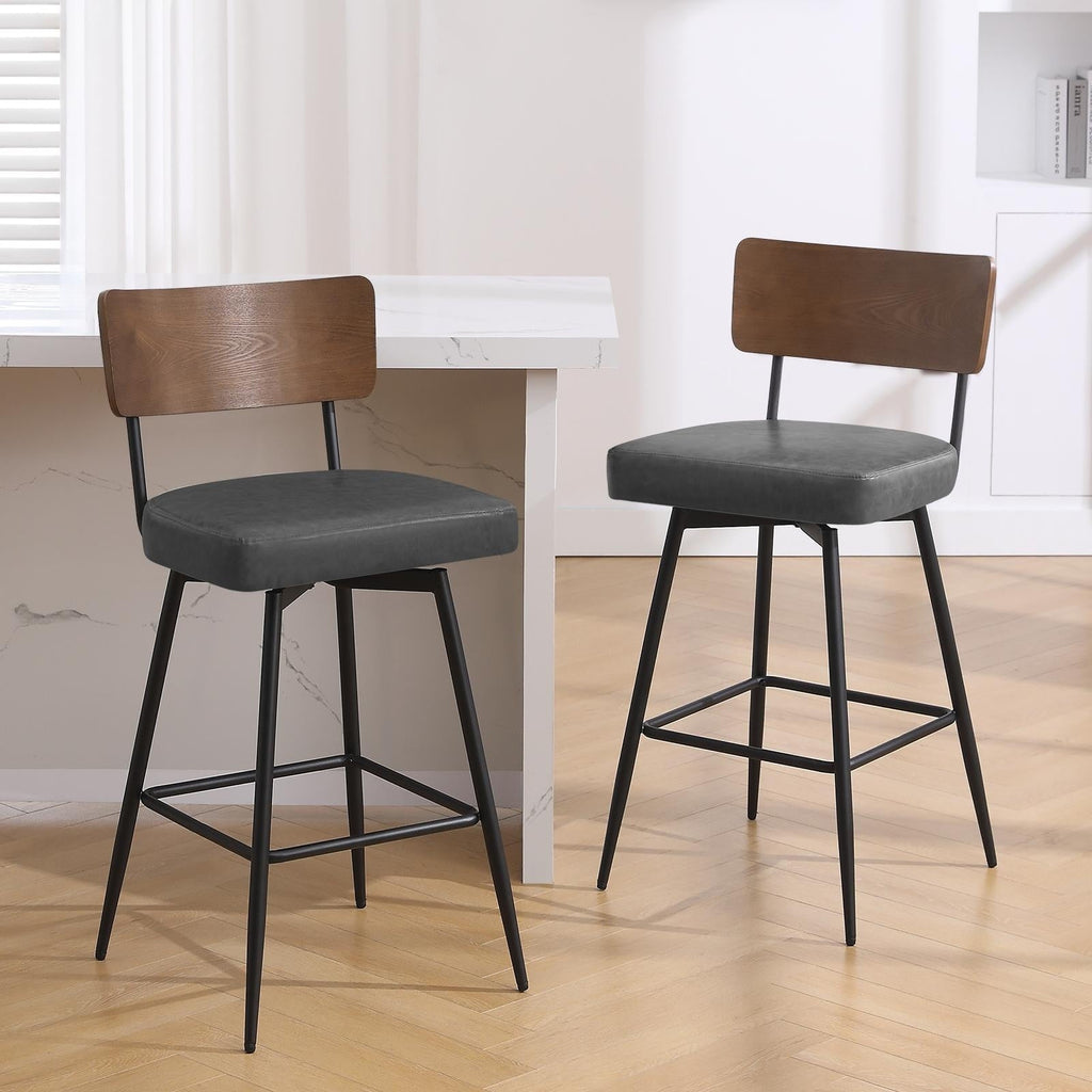 Lot de 2/3/4 tabourets de bar/comptoir pivotants rembourrés en similicuir