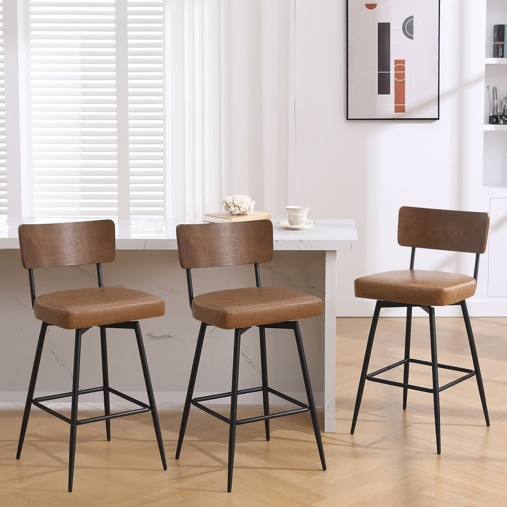 Lot de 2/3/4 tabourets de bar/comptoir pivotants rembourrés en similicuir