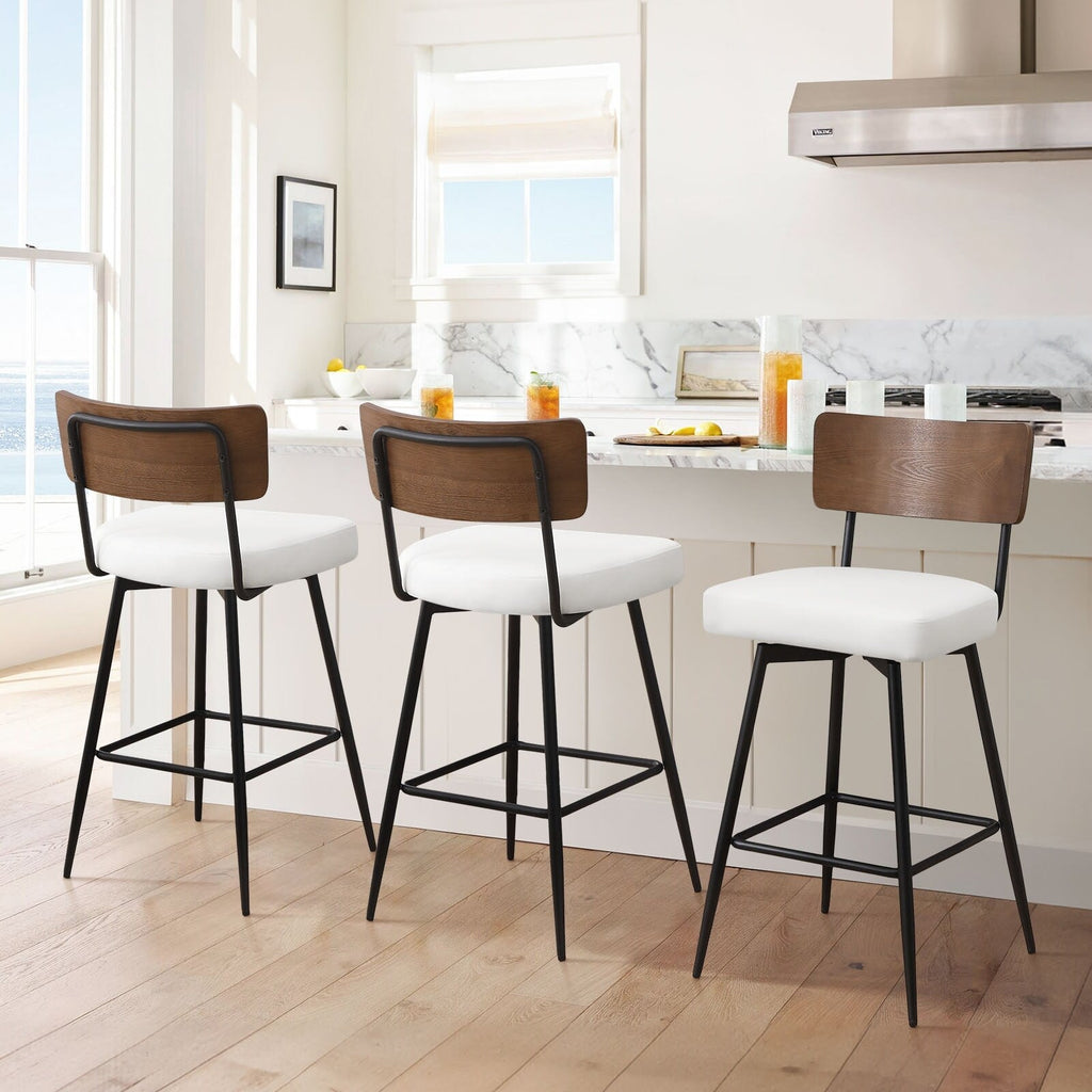 Lot de 2/3/4 tabourets de bar/comptoir pivotants rembourrés en similicuir