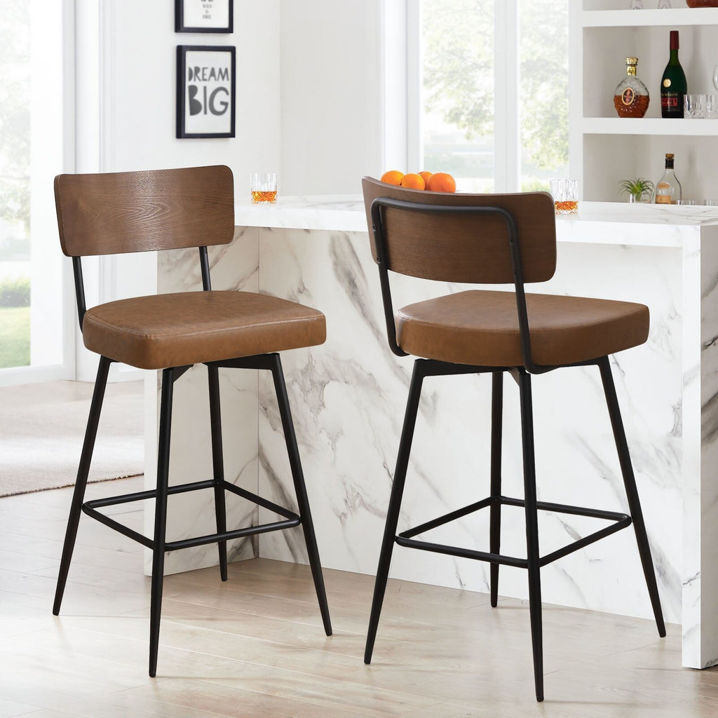 Lot de 2/3/4 tabourets de bar/comptoir pivotants rembourrés en similicuir