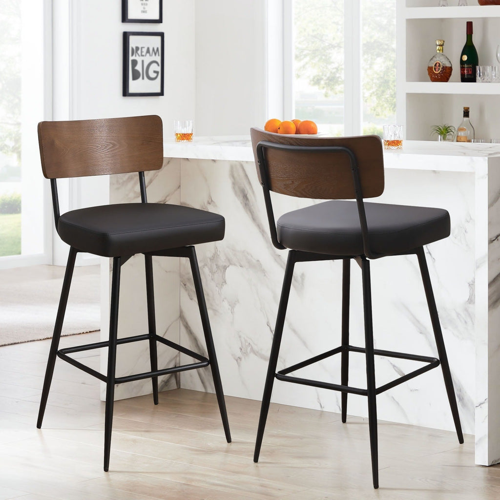 Lot de 2/3/4 tabourets de bar/comptoir pivotants rembourrés en similicuir