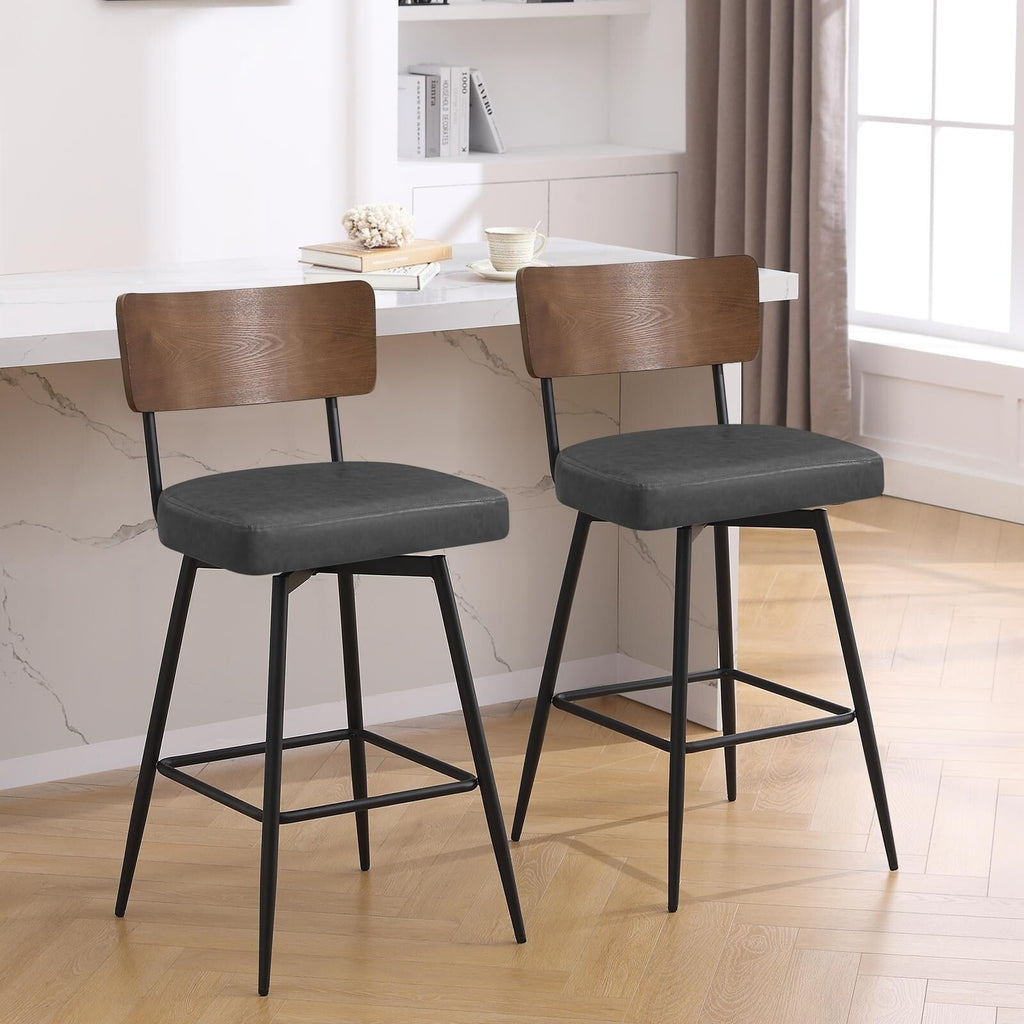Lot de 2/3/4 tabourets de bar/comptoir pivotants rembourrés en similicuir