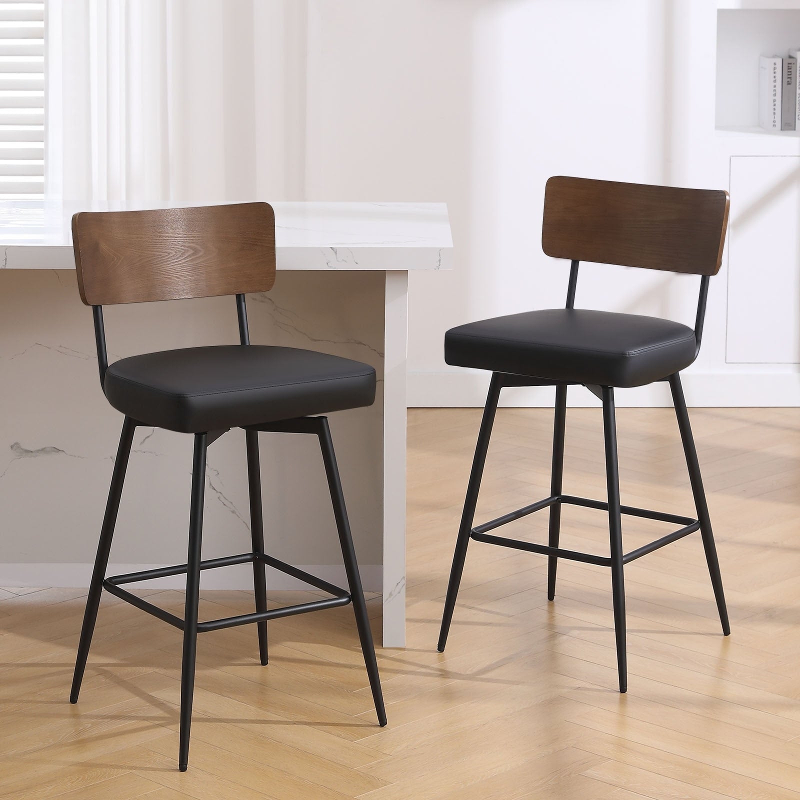 Lot de 2/3/4 tabourets de bar/comptoir pivotants rembourrés en similicuir