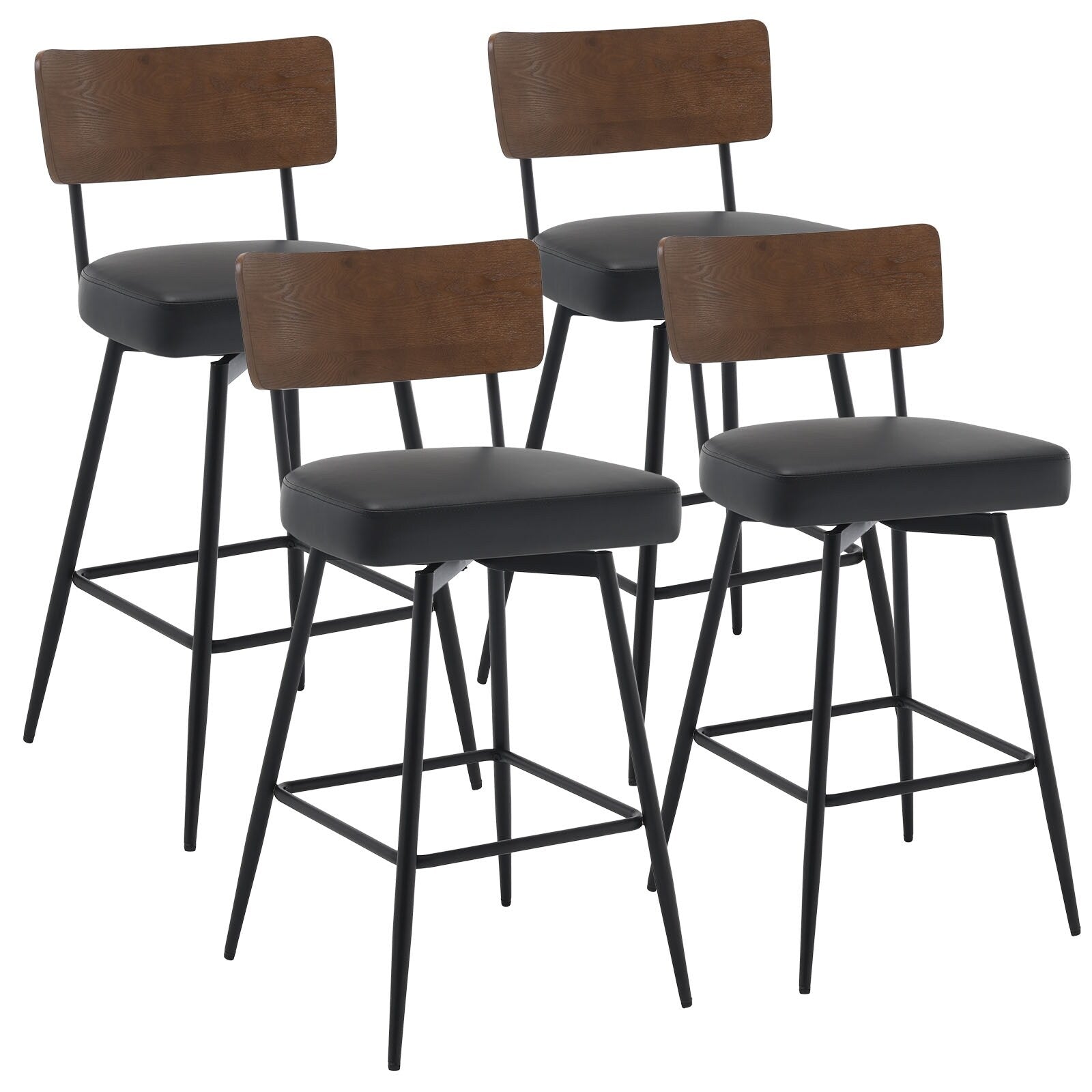 Lot de 2/3/4 tabourets de bar/comptoir pivotants rembourrés en similicuir