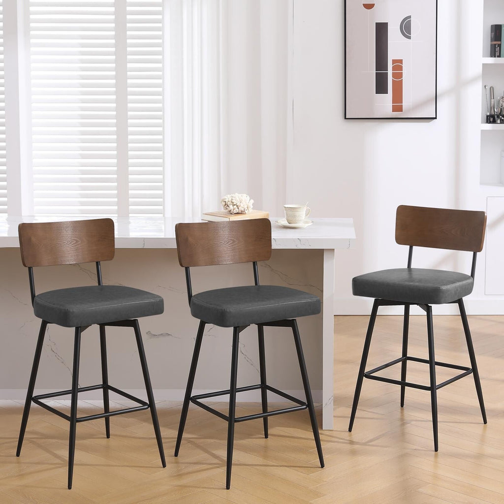 Lot de 2/3/4 tabourets de bar/comptoir pivotants rembourrés en similicuir