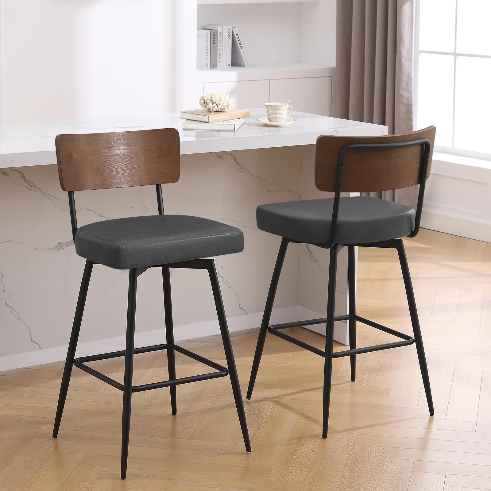 Lot de 2/3/4 tabourets de bar/comptoir pivotants rembourrés en similicuir